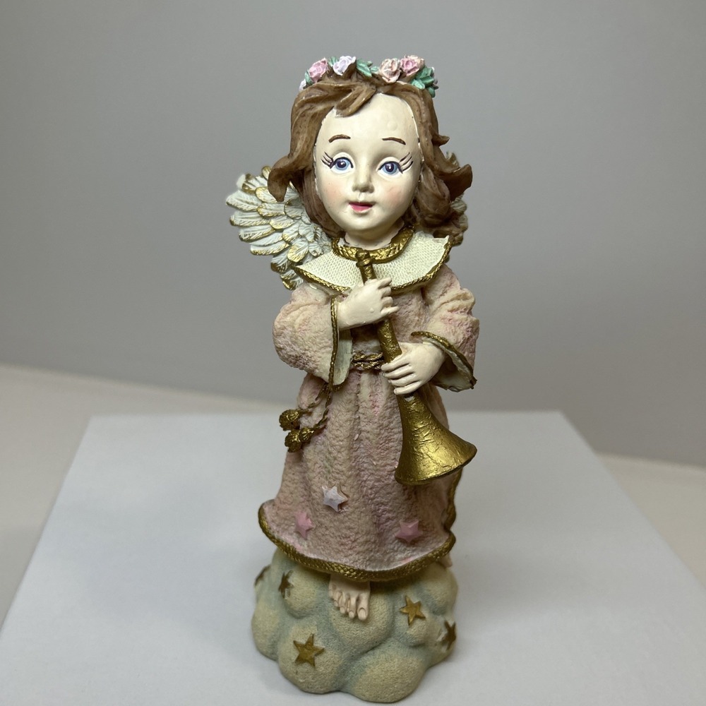 Jaimy Angel Girl Figurine Pink Dress‎ Trumpet Stars 7" SKU 1231 - Picture 9 of 9